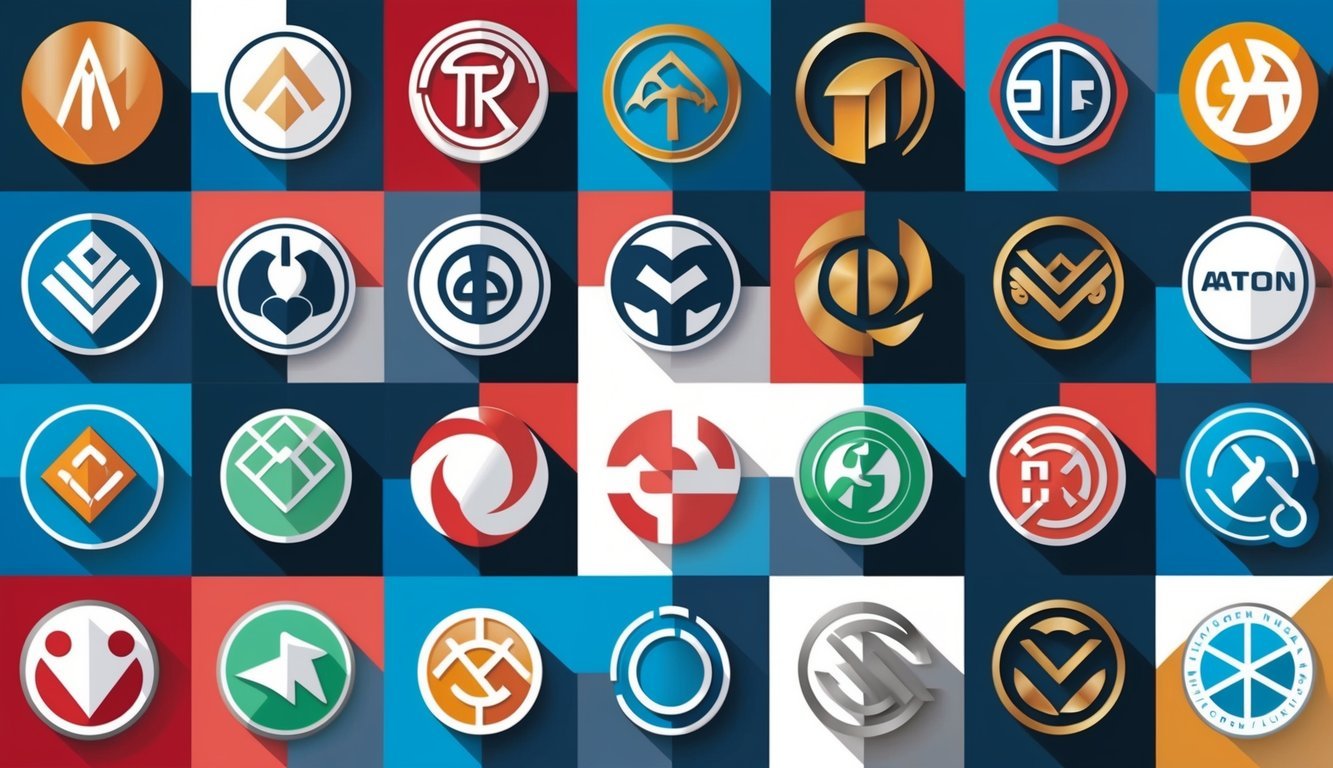 A collection of unique symbols and logos, each with distinct features and characteristics, representing different types of marks in trademark law