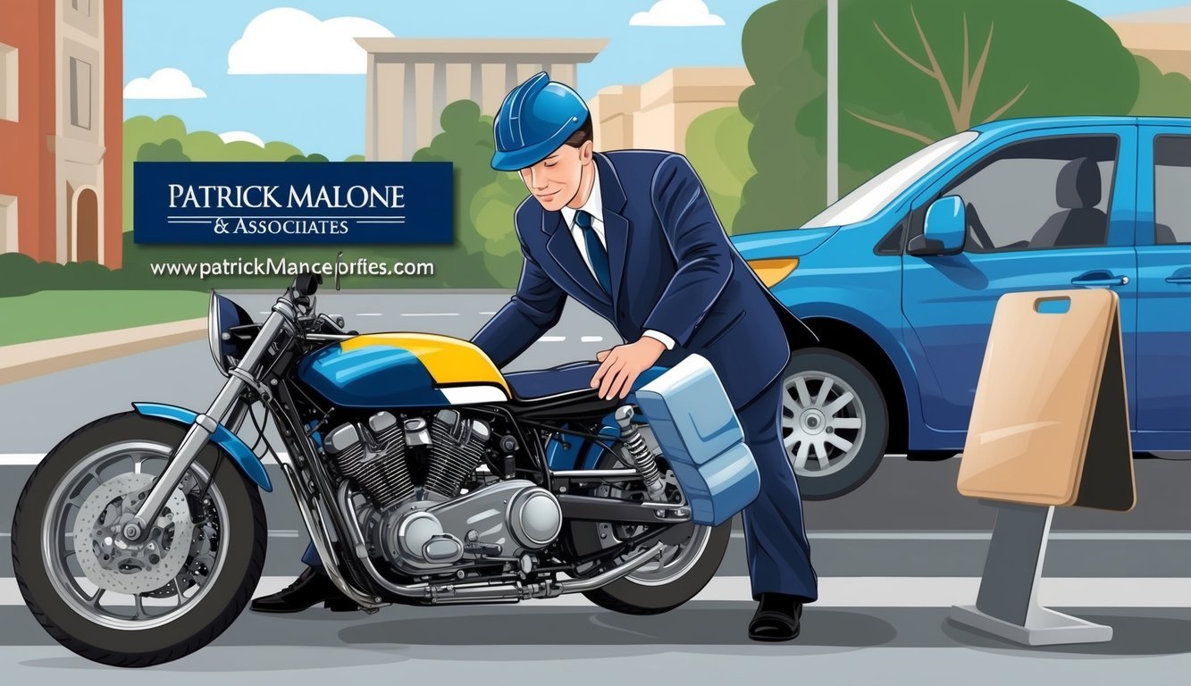 A motorcycle accident victim receiving legal assistance from Patrick Malone & Associates in Washington DC