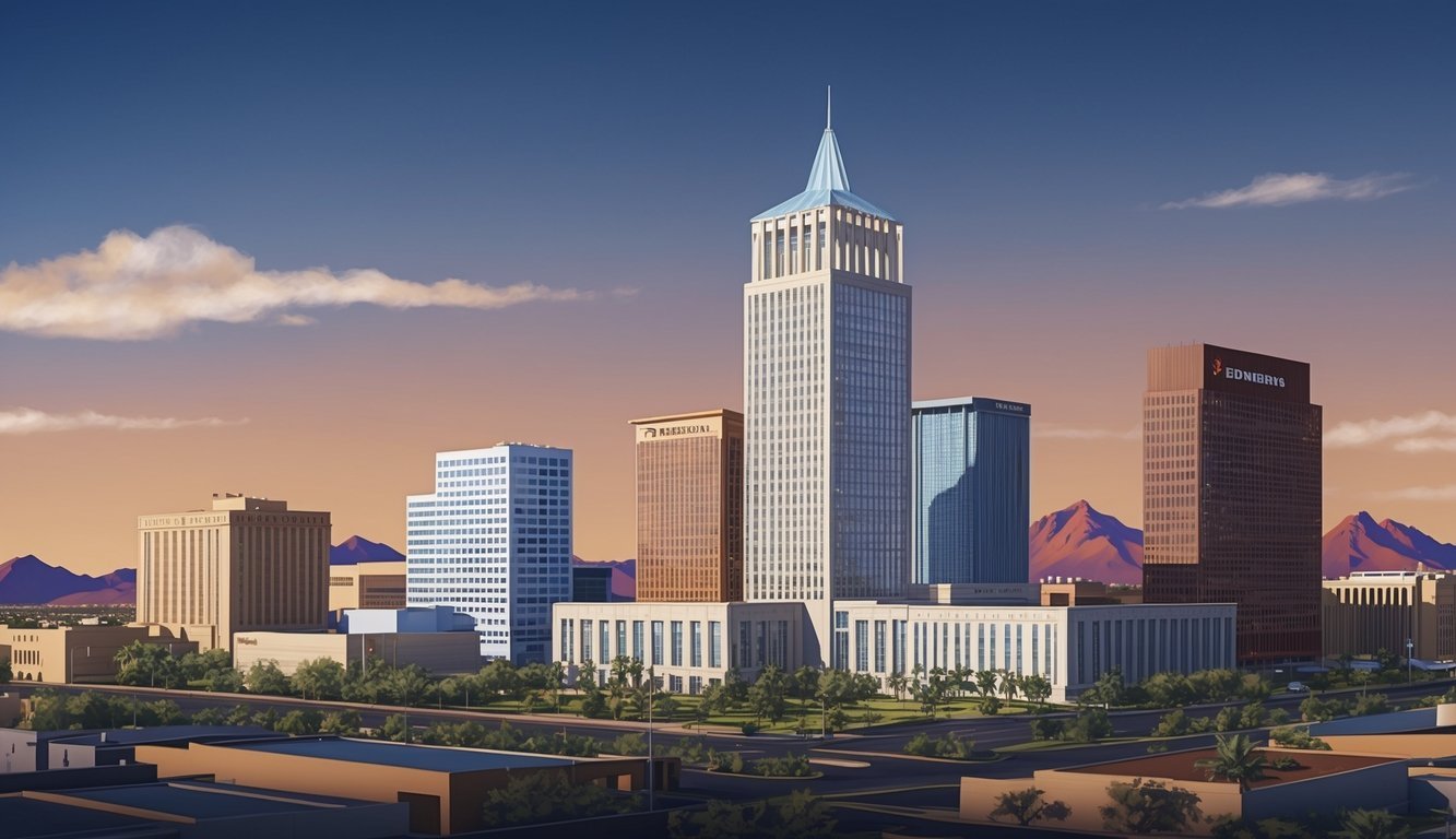 A Phoenix skyline with a prominent law office building